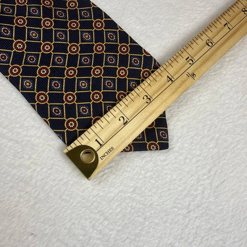Tommy Hilfiger 100% Italian Silk Tie Vintage 90s Bi-Color, Geometric Design USA